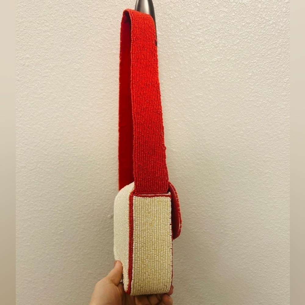 Handcrafted Red Rose Beaded Shoulder Bag - Picture 5 of 6